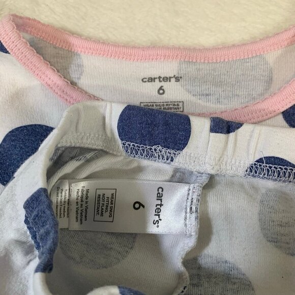 5/$25 Carter's white blue polka dot cotton short sleeve pants pajamas jammies pj - Picture 4 of 8
